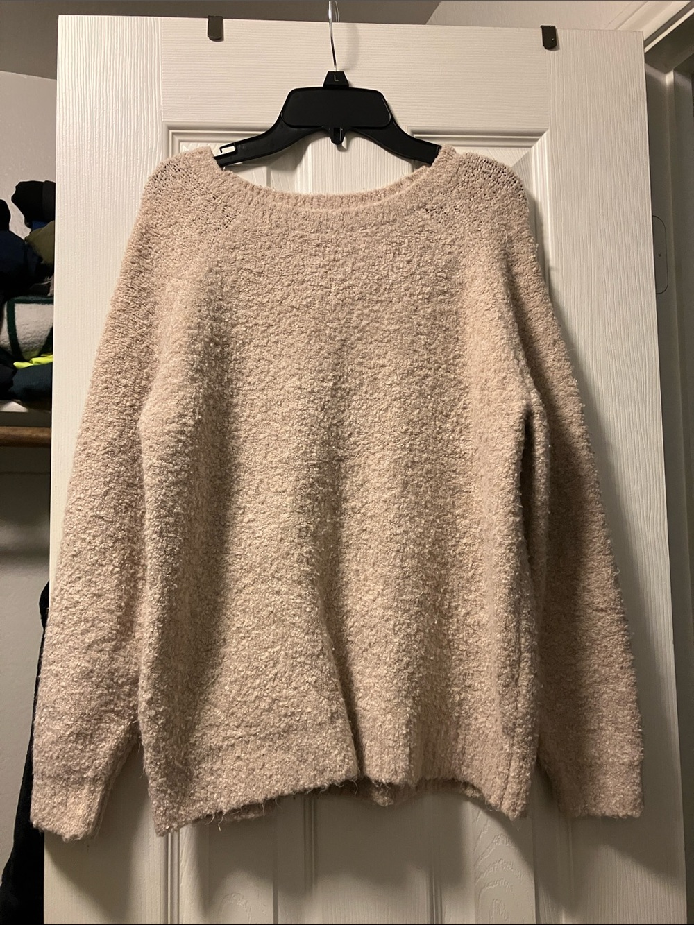 LOFT Soft Cream Bouclé Scoop-Neck Sweater